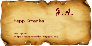 Hepp Aranka névjegykártya